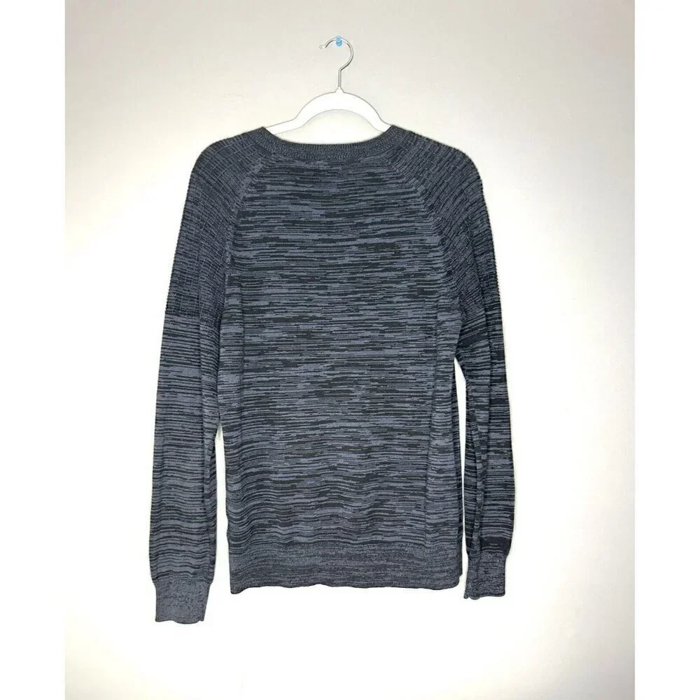 H&M 3D Knit Sweater Men's M Navy Blue 100% Cotton Geometric Moto Design Normcore